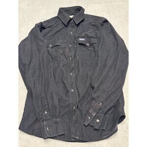 Wrangler Western Wear Shirt Womens Large Black Corduroy Snap Cuff Button Front